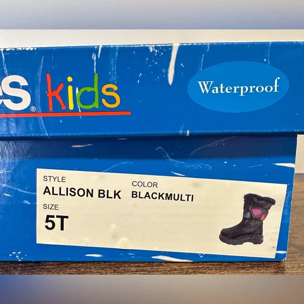 Totes Toddler Girls Allison Black/Multi Waterproof Winter Boots NWT Size…
